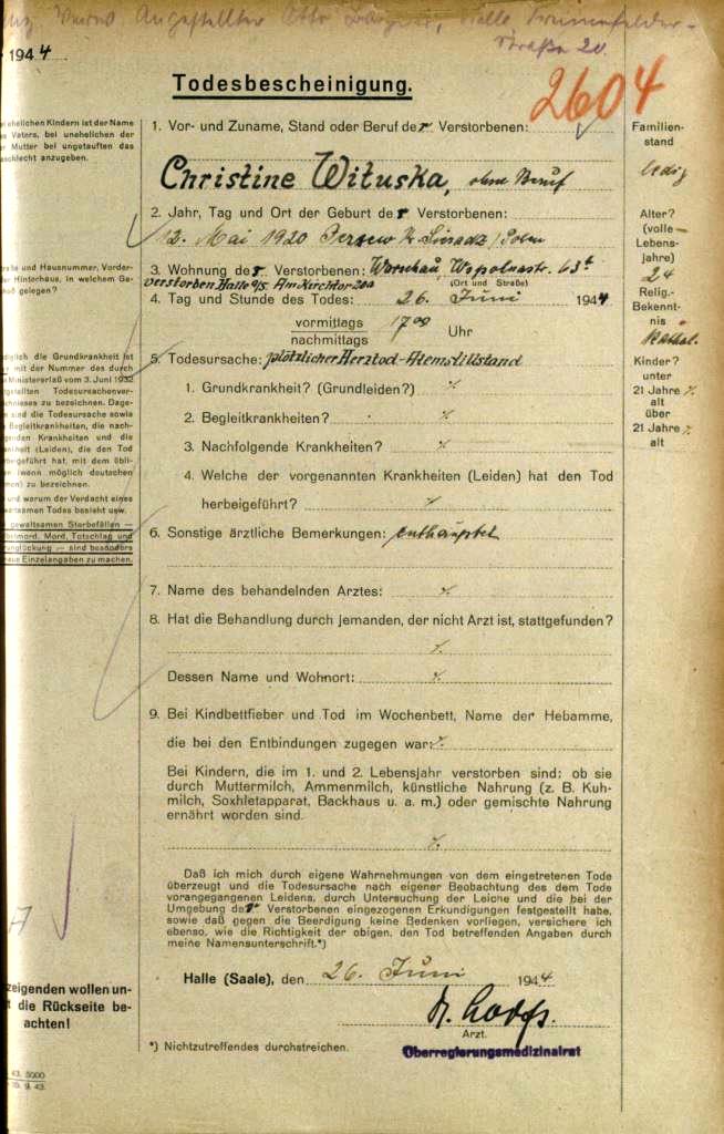 Scan of Original Document, a printed form filled in by hand and with additional handwritten notes